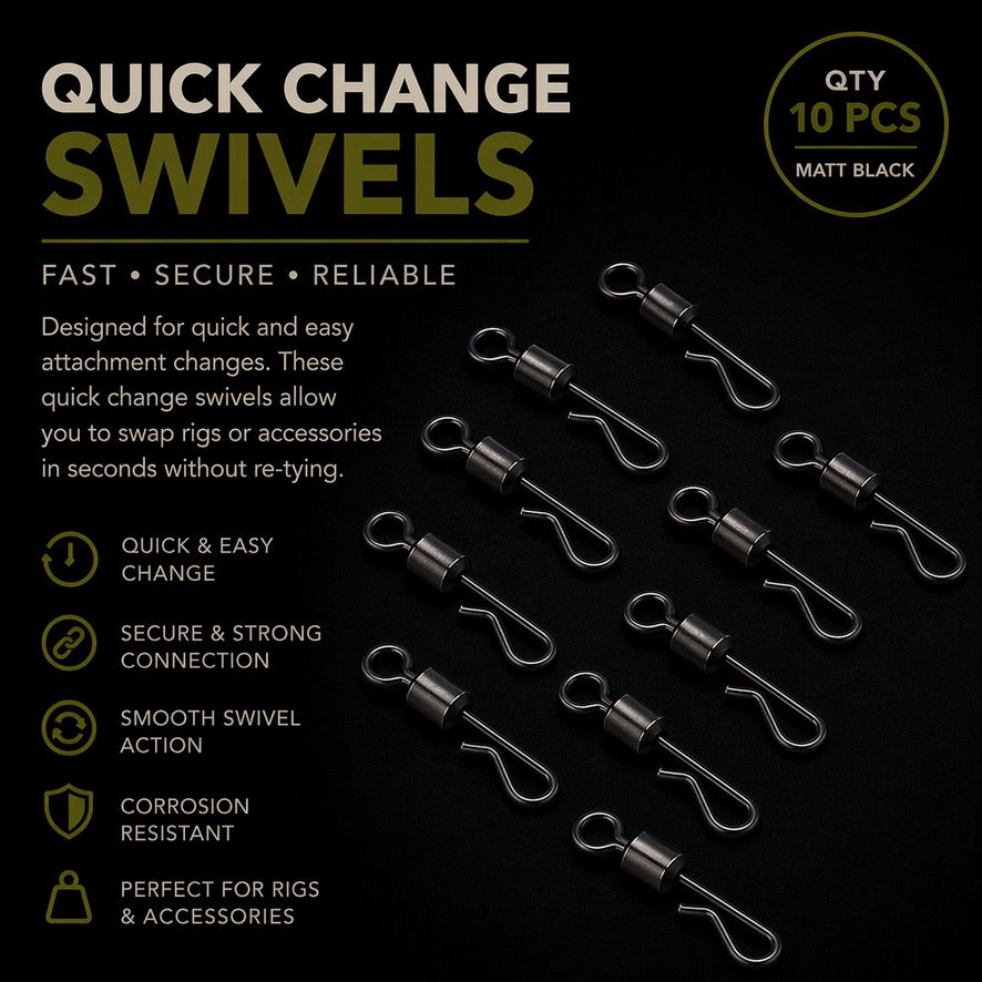 Quick Change Swivels – Matt Black – Pack of 10
